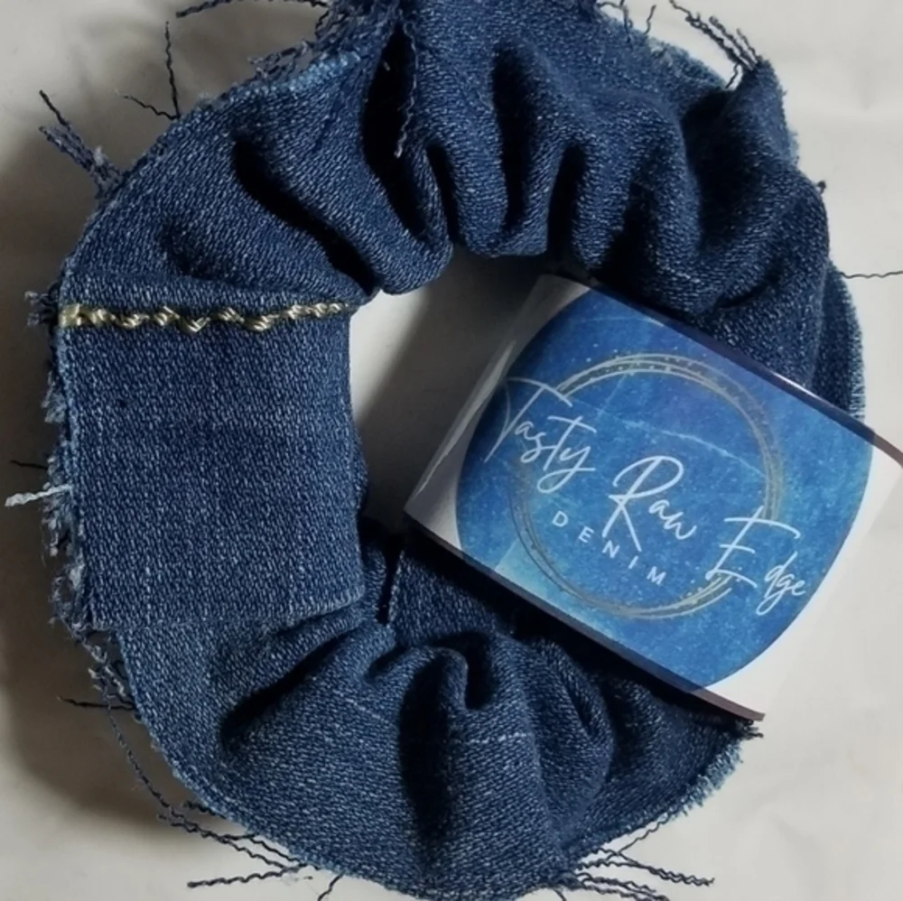 Tasty Raw Edge Denim Scrunchie